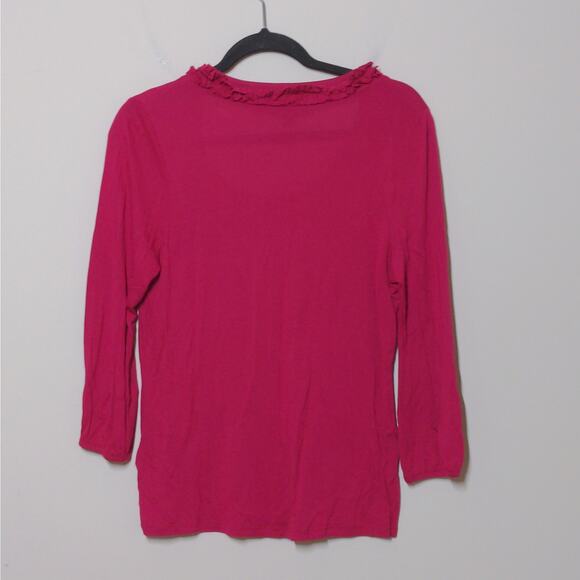 Boden Floret Ruffle Trim Tee in Fuchsia - Size M (UK 16) - EUC - Picture 4 of 7
